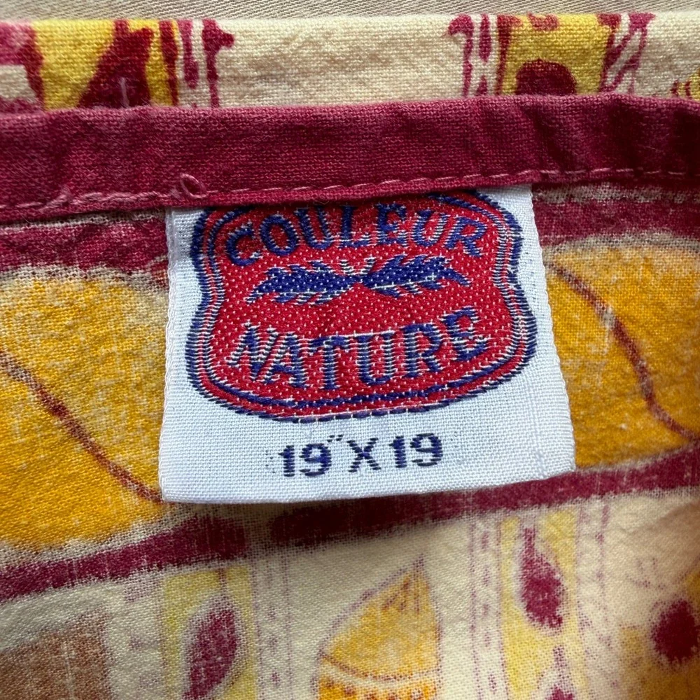 VTG Couleur Nature Set of 5 Cotton Napkins French Country Acorn Burgundy Yellow